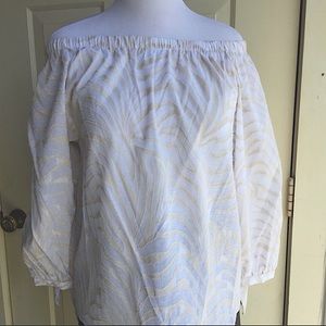 Anne Klein Off Shoulder 3/4 Sleeve Blouse-Size Medium